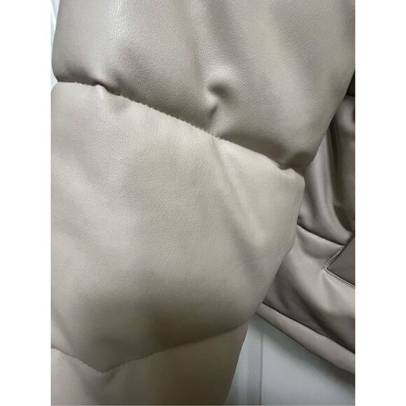 7 for All Mankind Faux Leather Puffer Jacket in Tan Size M - Picture 5 of 5